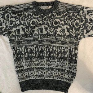 Method Grey And White Knit Retro Grandpa Sweater Size Medium